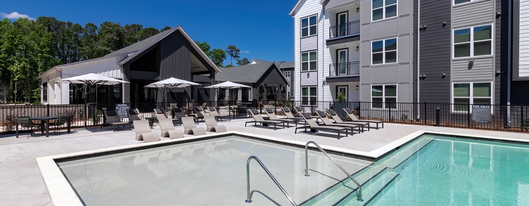 a swimming pool in a courtyard