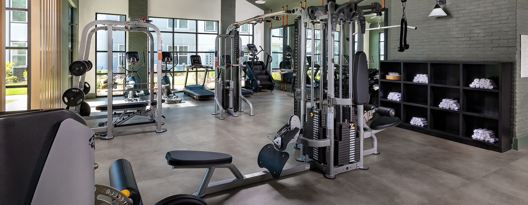 a gym with exercise equipment